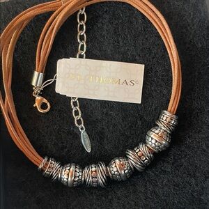 St. Thomas Silver and Brown Beaded Necklace